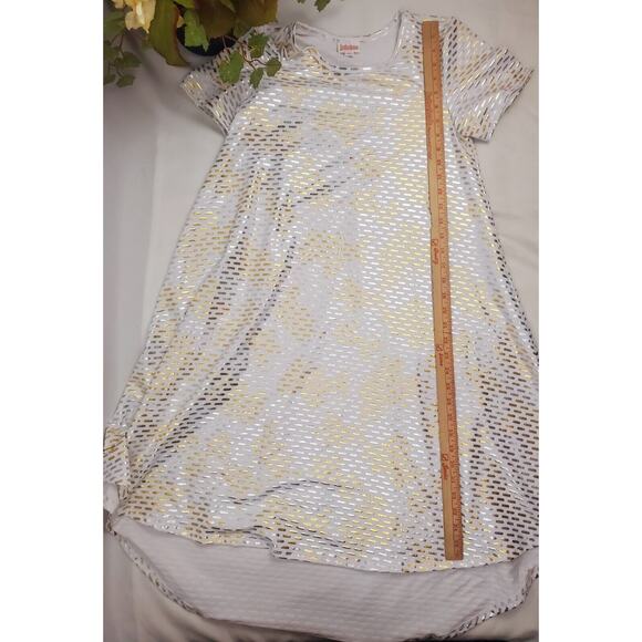 Nwot LuLaRoe Carly Dress XS Metallic Shine Hi Low Swing T-Shirt Womens Mumu Size - Picture 3 of 10
